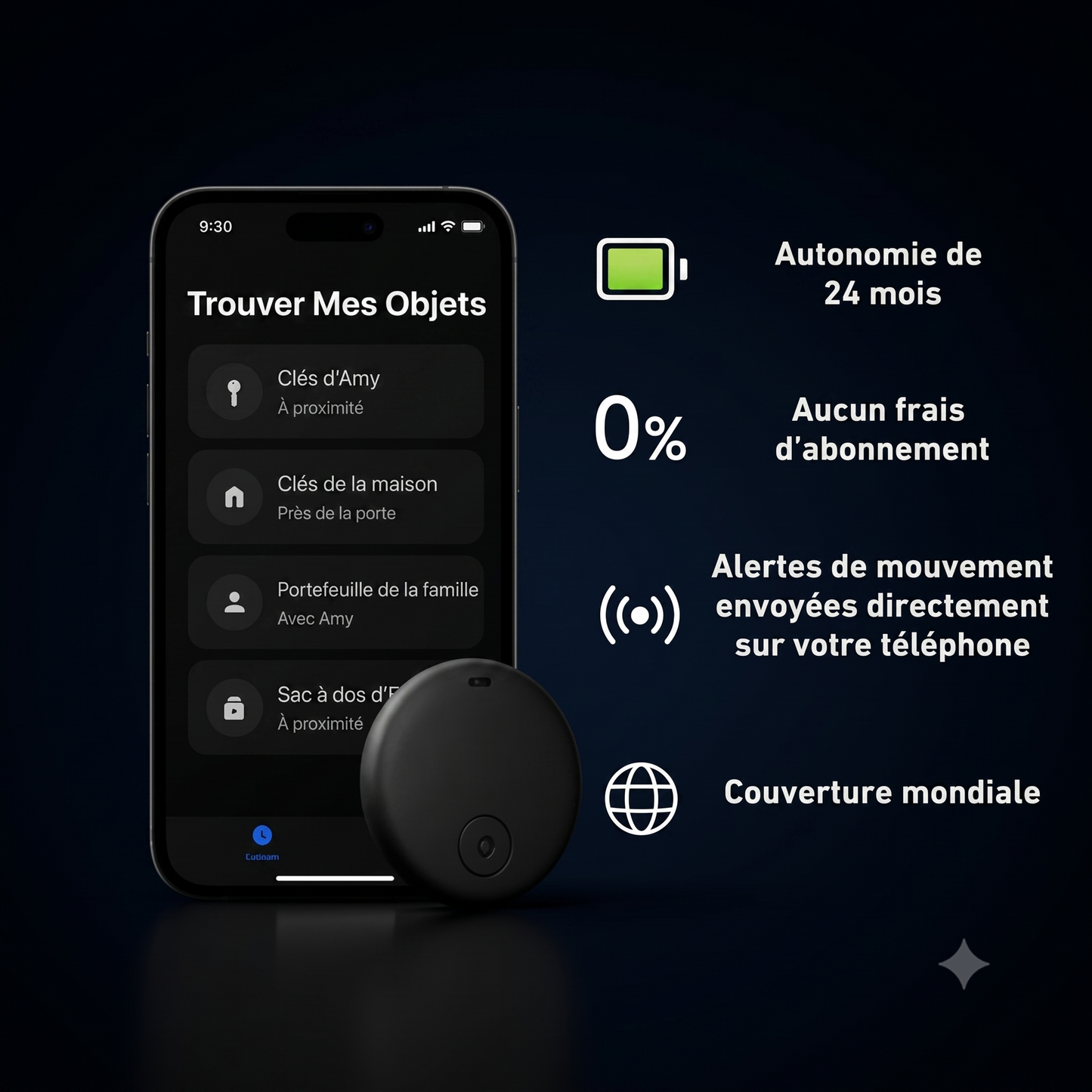 GP90 – Tracker GPS précis sans abonnement (android/apple)